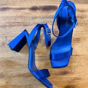 Madden Girl Royal Blue Satin Block Heels (Worn Once)